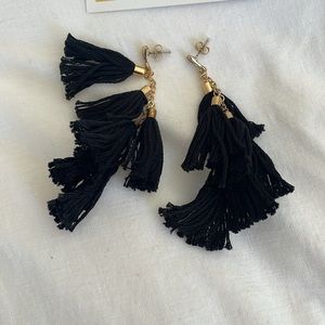 Ettika Black Fringe Dangle Earrings